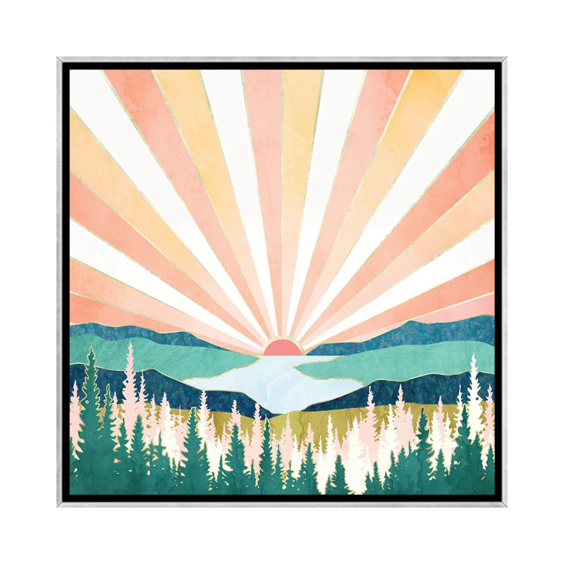 Coucher de soleil d'été - impression, 37" H x 37" W x 1.5" D, Aucun mat, Toile avec cadre argenté