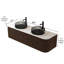Meuble-lavabo mural 60 po avec 2 lavabos ronds noirs transparents et 2 tiroirs-889201738