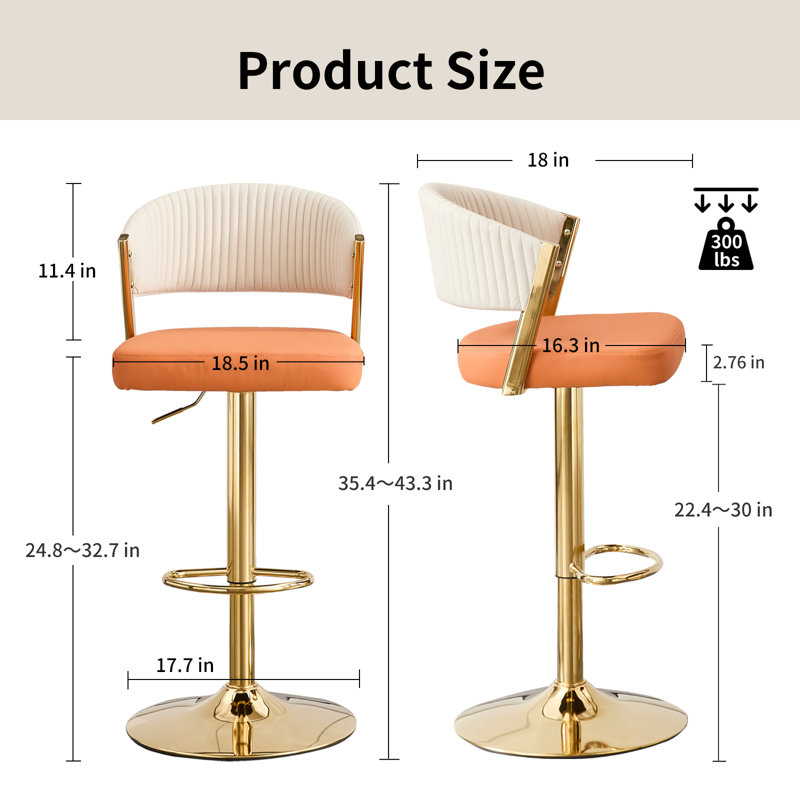 Swivel Bar & Counter Stool, Orange/White