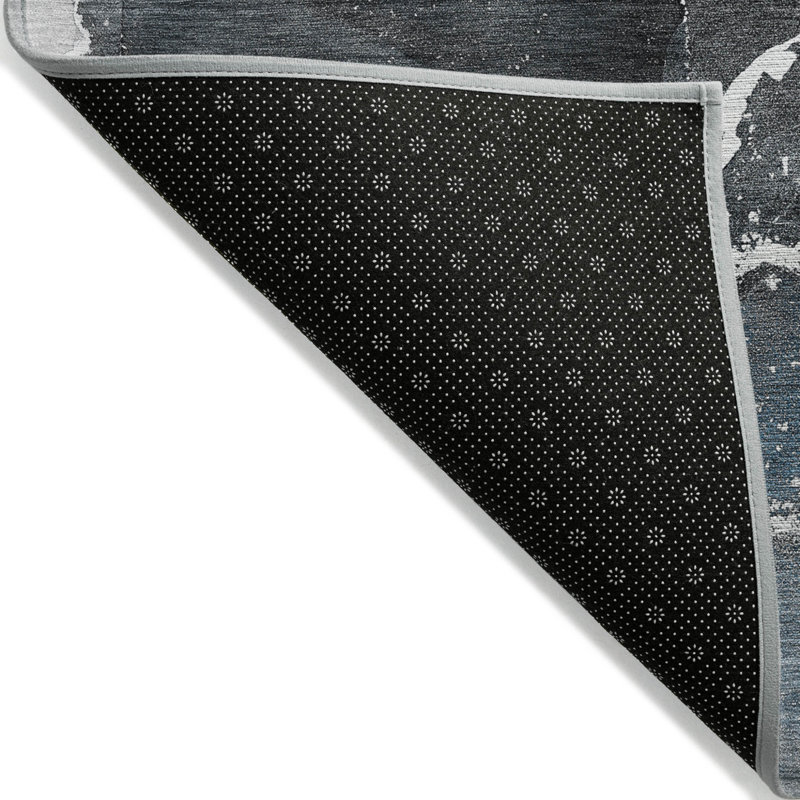 Tapis extérieur lavable antidérapant 2 pi x 3 pi bleu ivoire et gris