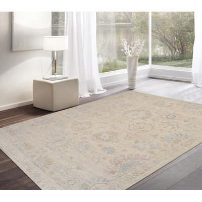 Oushak Beige Wool Area Rug