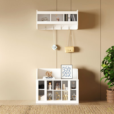 Banc de rangement pour chaussures avec portemanteau mural pour couloir