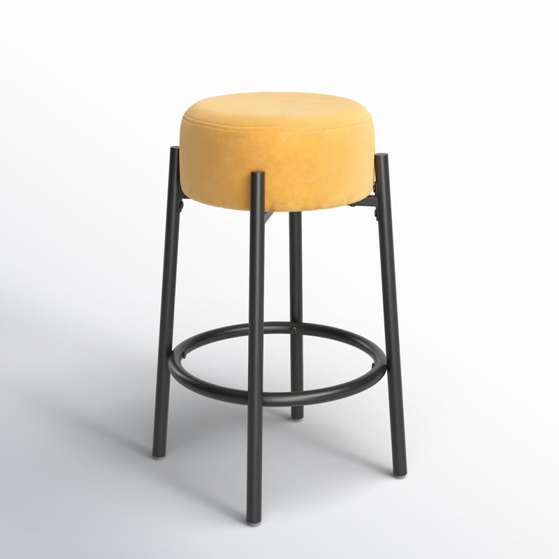Colombe Upholstered Stool with Metal Frame, Mustard, Counter Stool (26.3" Seat Height)