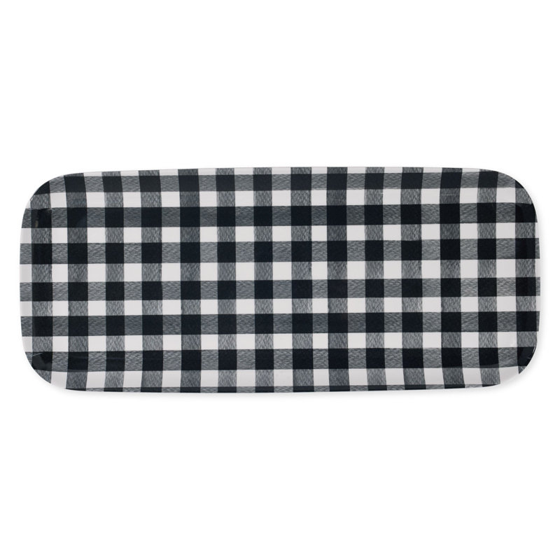 2-Piece Gingham 15" Tray, Black