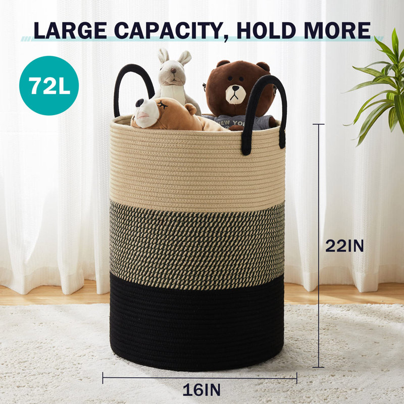 Laundry Basket with Handles, 22" H x 16" W x 16" D