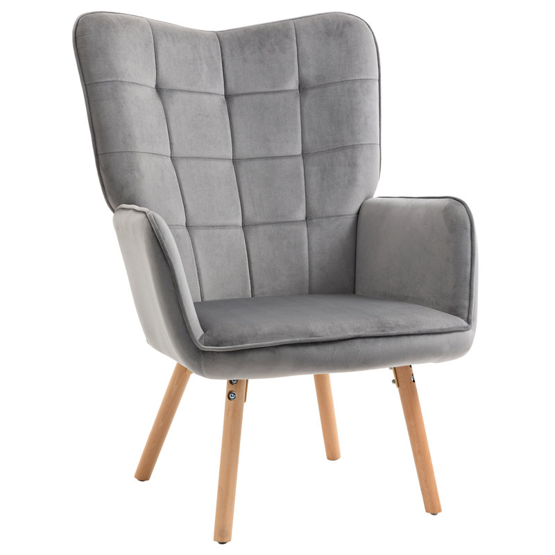 Cayden Armchair, Grey Velvet