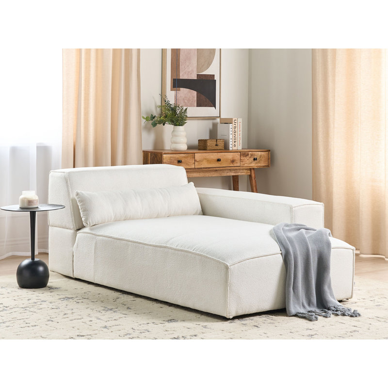 Netanya Upholstered Chaise Lounge, Right Hand Facing, White Boucle