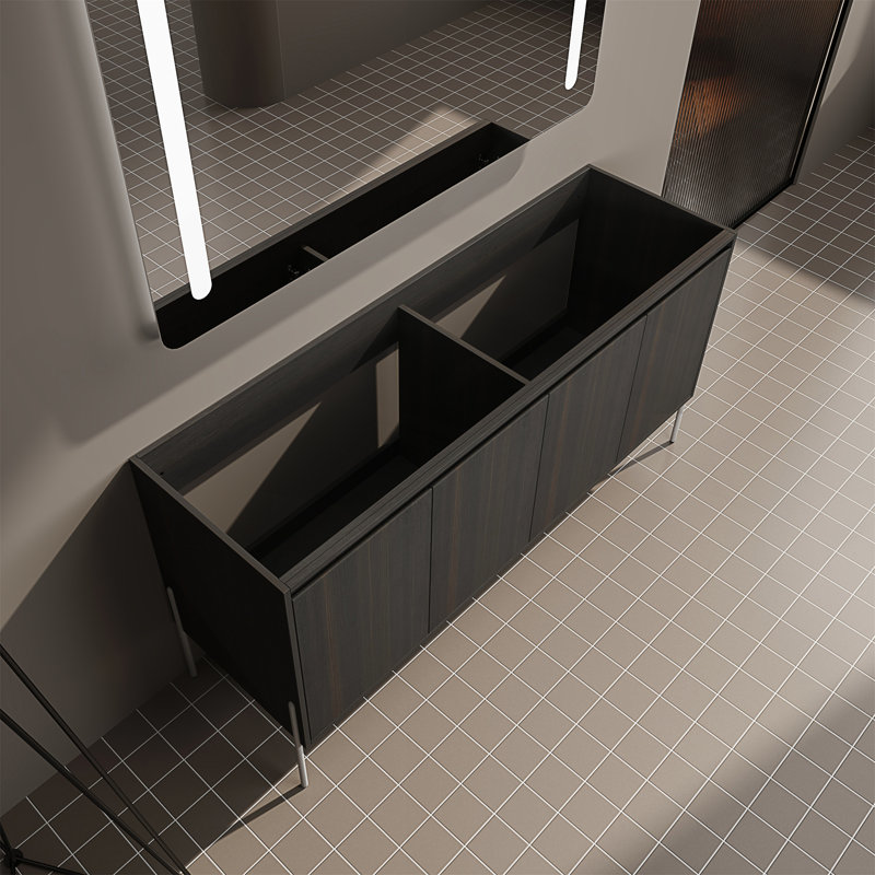 Meuble-lavabo autoportant 60 po avec portes à fermeture douce (ensemble KD) 60 po - évier inclus