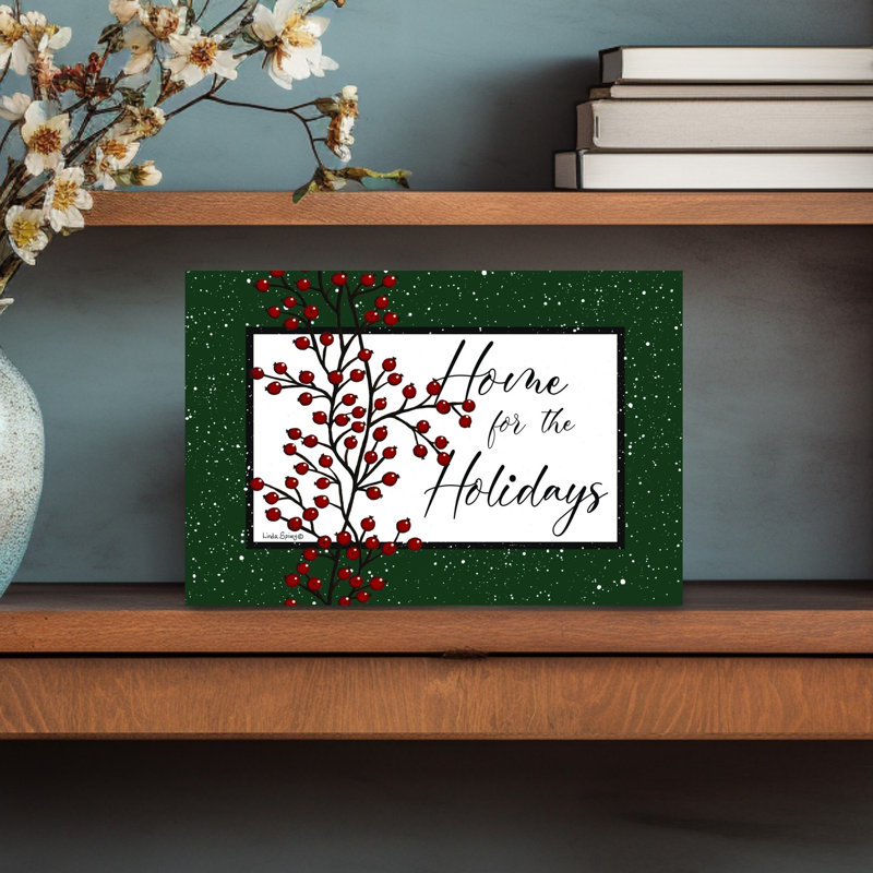 Home For The Holidays Modern Rustic Abstract Winter Architecture Wall Art, 12" H x 18" W
