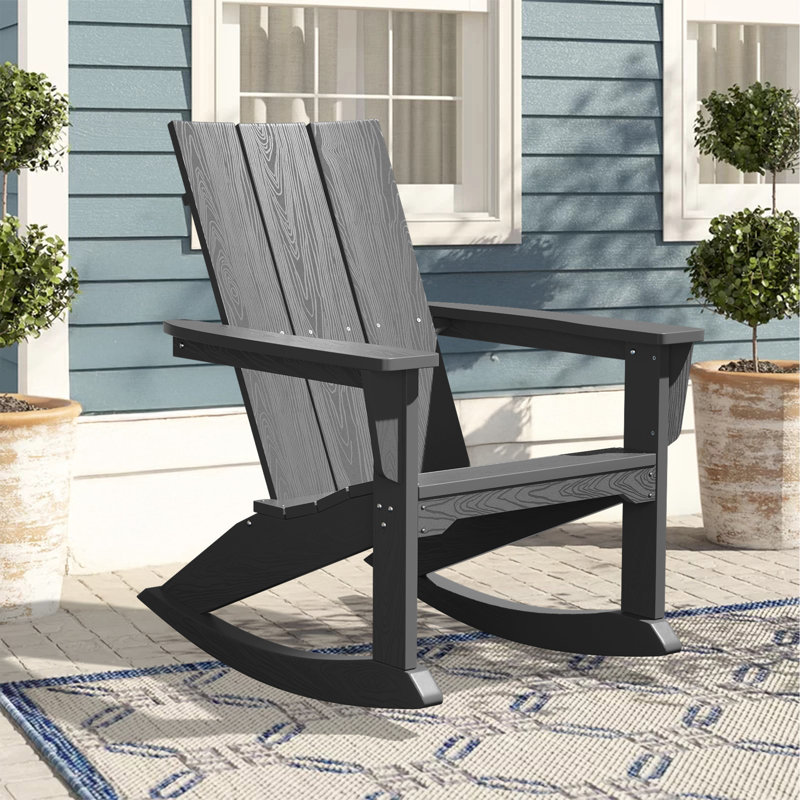 Chaise Adirondack berçante en PEHD Wolak, Gris