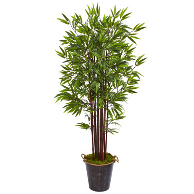 74'' Faux Bamboo Tree in Metal Planter