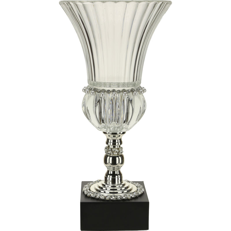 Jeweled Ribbed Pedestal Vase