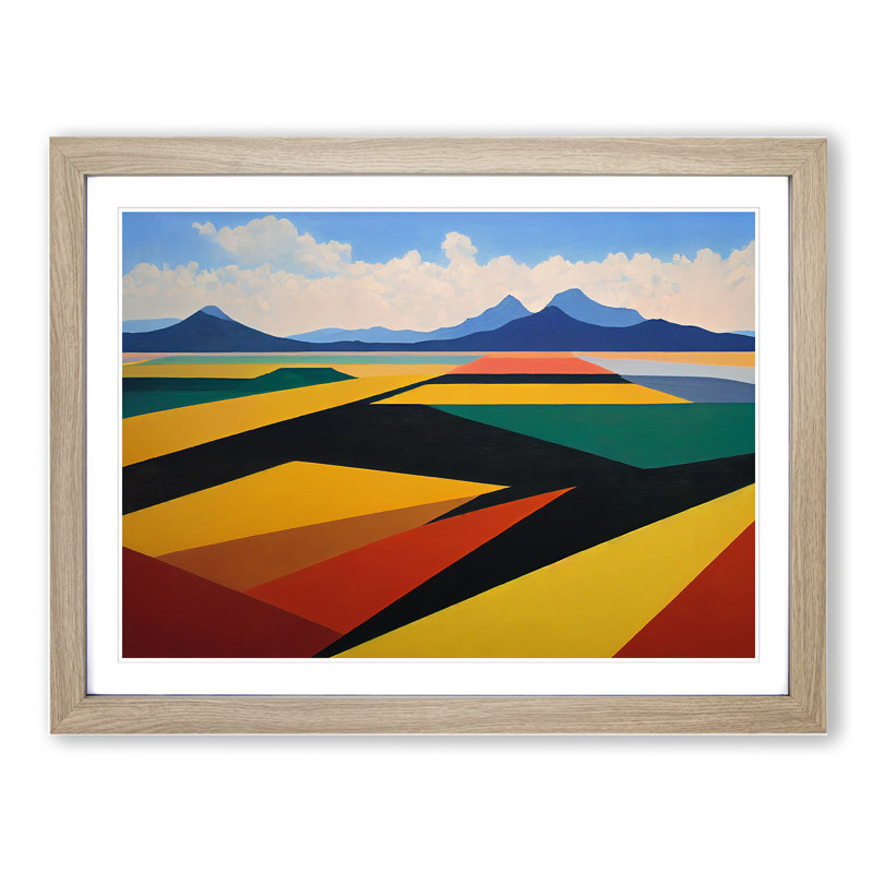 Abstract Meadow Landscape Vol.3 - Framed Print, 25cm H x 34cm W x 2cm D, Oak