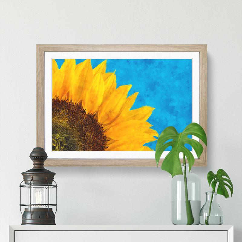Sunflower at the End of Summer - Picture Frame Graphic Art, 62cm H x 87cm W x 2cm D, Oak Framed