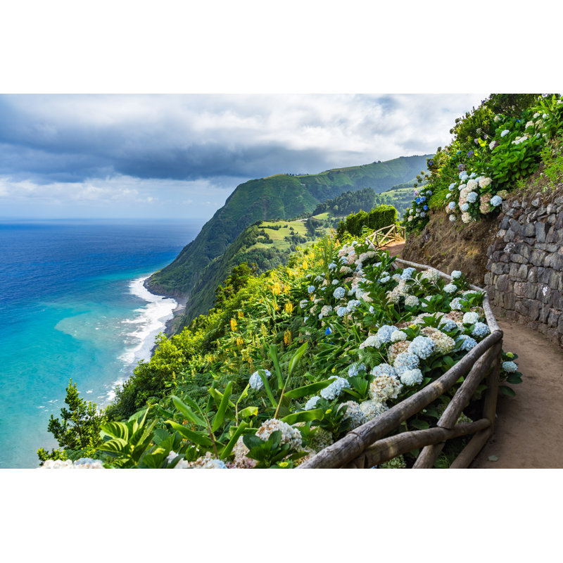 Costal Path With Hydrangeas, Sao Miguel, Azores, Portugal by Tupungato - Wrapped Canvas Print, 30cm H x 46cm W x 3.8cm D