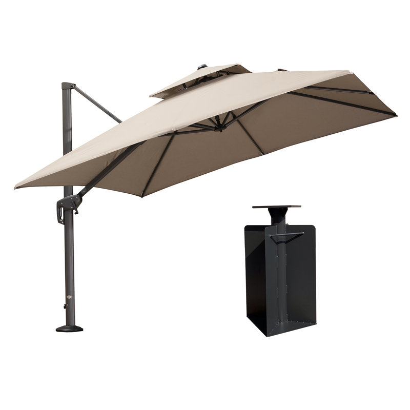Parasol en porte-à-faux carré en tissu de 10 pi Kristy Kristy, Taupe
