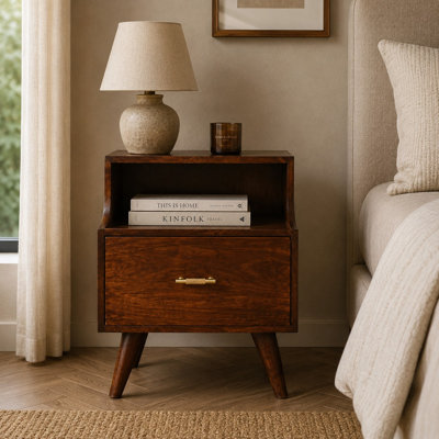 Quantico 45cm W Solid Wood Bedside Table
