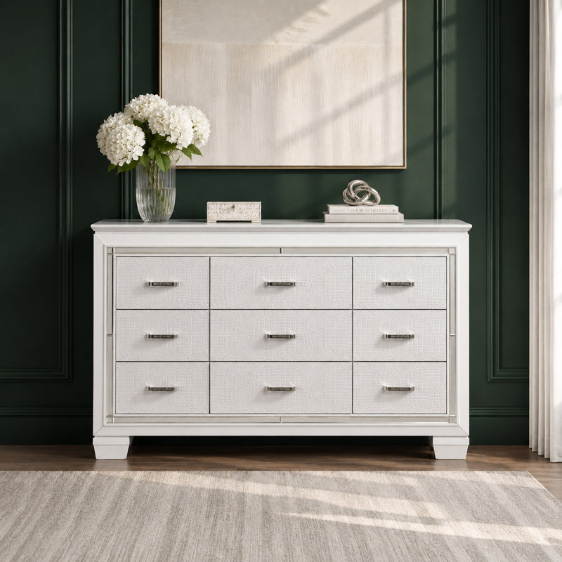 Eudora 64'' W 9-Drawer Dresser, White
