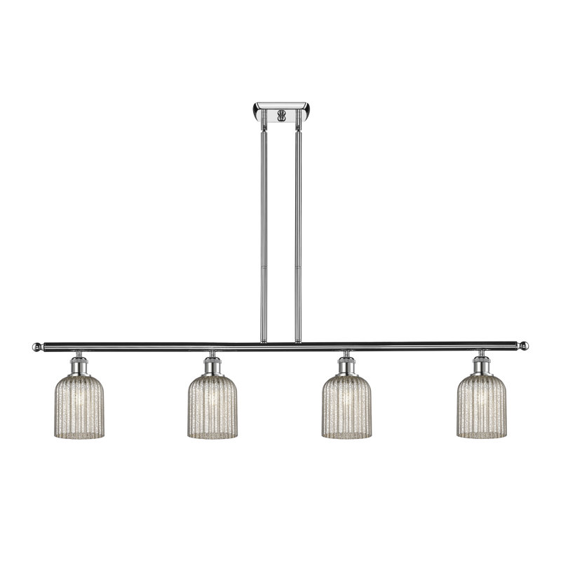 Luminaire suspendu pour îlot de cuisine 4 lumières Fiennes, Chrome poli, Mercure