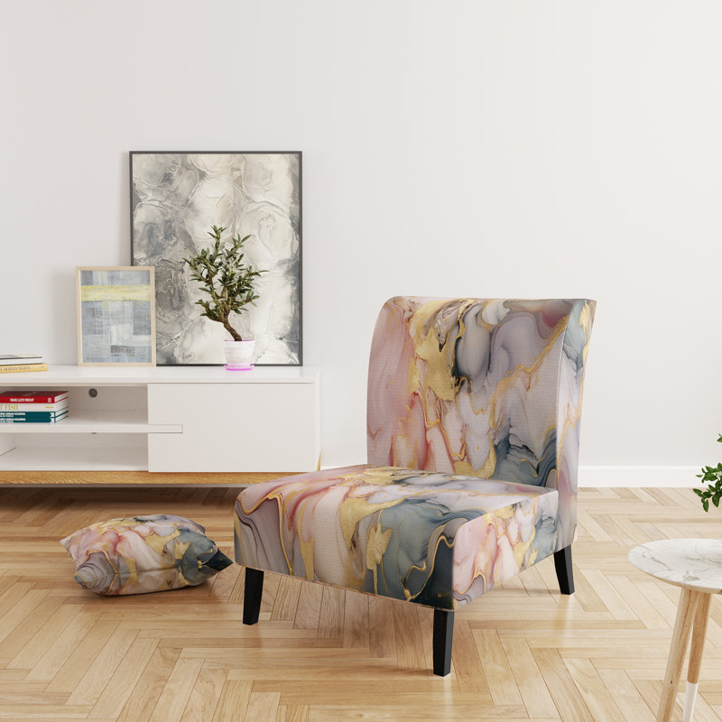 Fauteuil de chambre Berendien , Mélange de polyester gris / rose