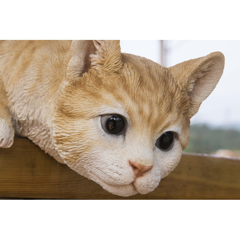 Cat Looking Over Ledge Tabby Statue