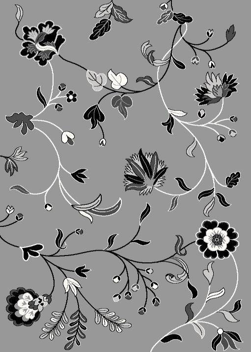 Tapis gris persan à motif floral, Rectangle 2 pi x 3 pi