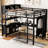 Full Size Metal Loft Bed With Wardrobe And Desk, Black, Storage For Teens Adults Black Size,-50488085-50488084