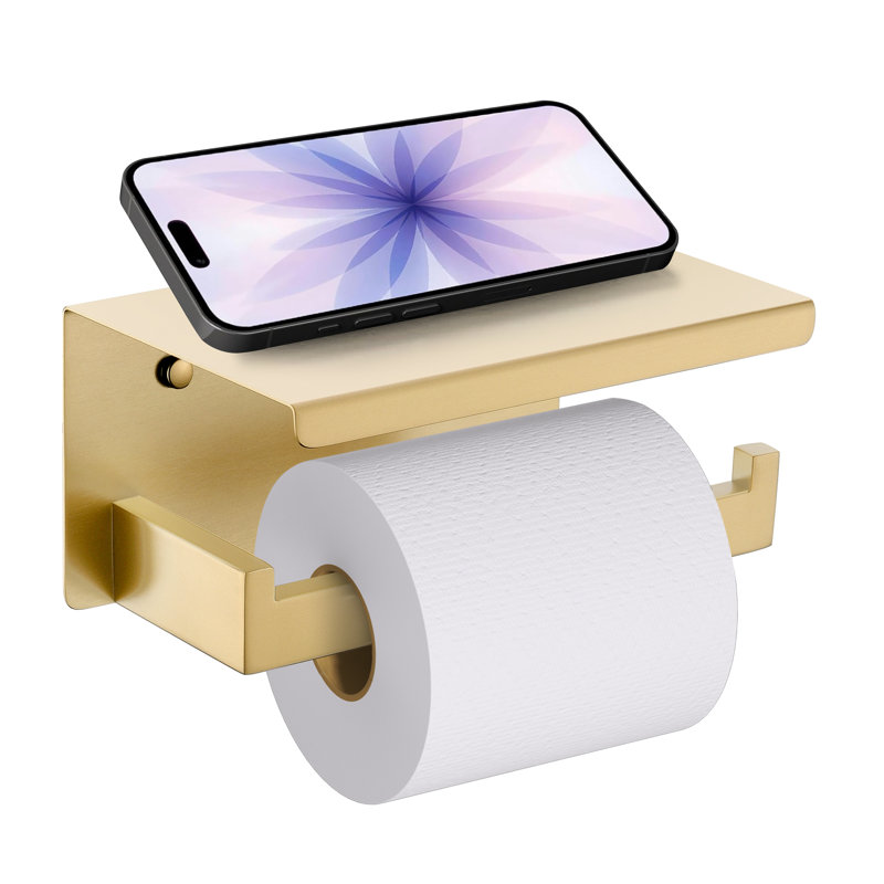 Bathroom Toilet Paper Holder Wall Mount, Brushed Gold