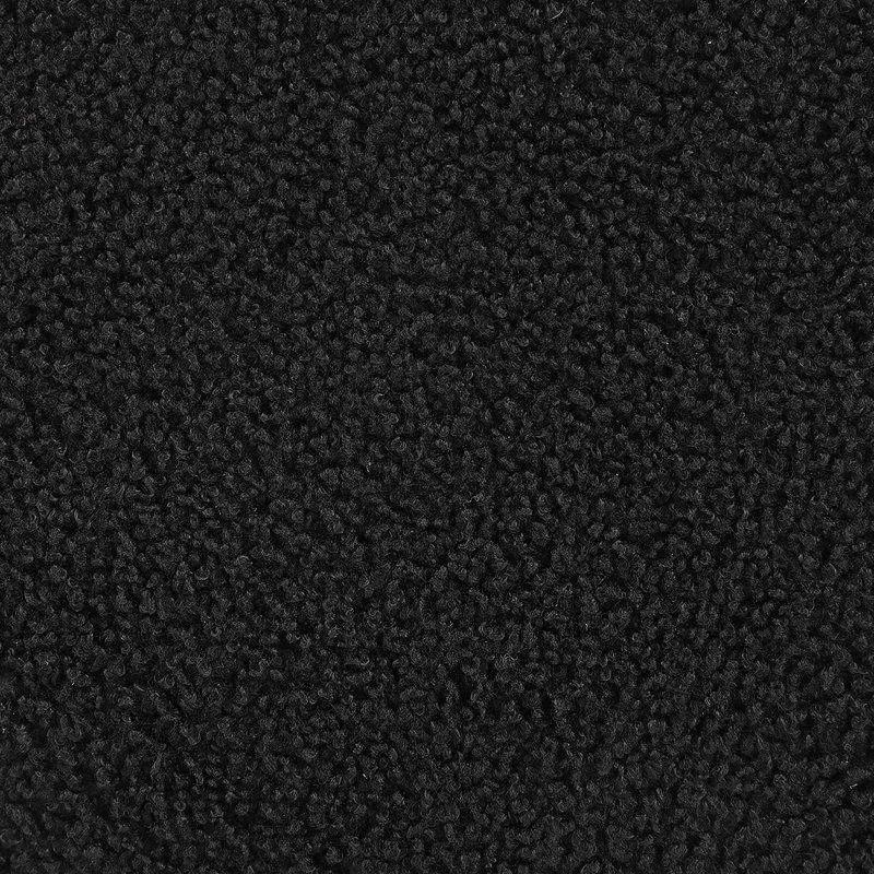 Sheepskin Upholstered Round Storage Ottoman, Black