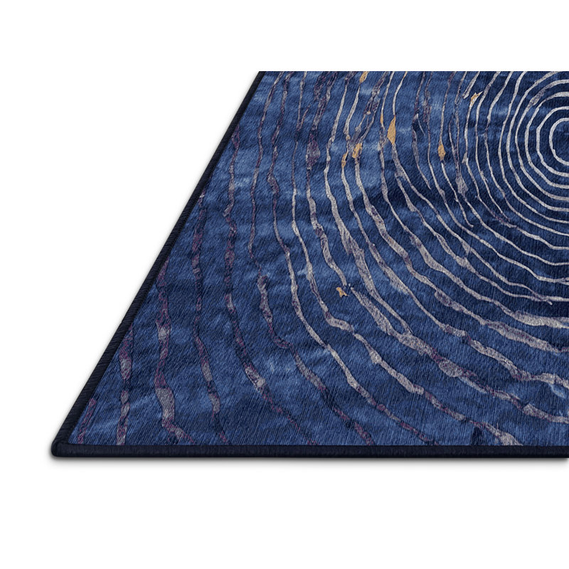 Machine Washable Blue Area Rug, Rectangle 7' x 9'