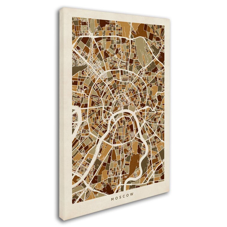 19" H x 12" W x 2" D 'Moscow City Street Map' Graphic Art Print on Wrapped Canvas