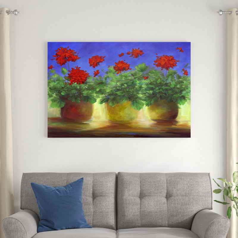 " Geraniums II " Painting Print, 32" H x 48" W x 1.25" D