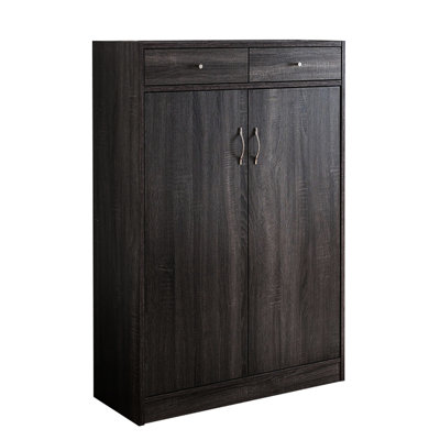 Armoire à chaussures en gris patiné - deux portes, un tiroir, peut contenir 15 paires de portes pour bottes à hauteur de genou, tiroirs pour