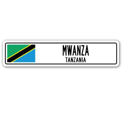 Plaque de rue en aluminium Mwanza, Tanzanie, H 7 po x l 30 po x P 1 po