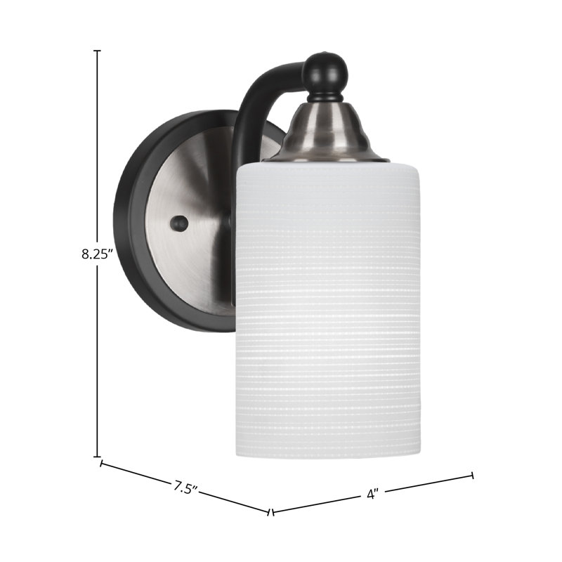 Michell Wall Sconce Shown With 4" White Matrix Glass, Matte Black/Brushed Nickel