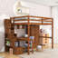 Lit mezzanine double 1 tiroir avec bureau en L, garde-robe, escalier de rangement et station de charge-496999265