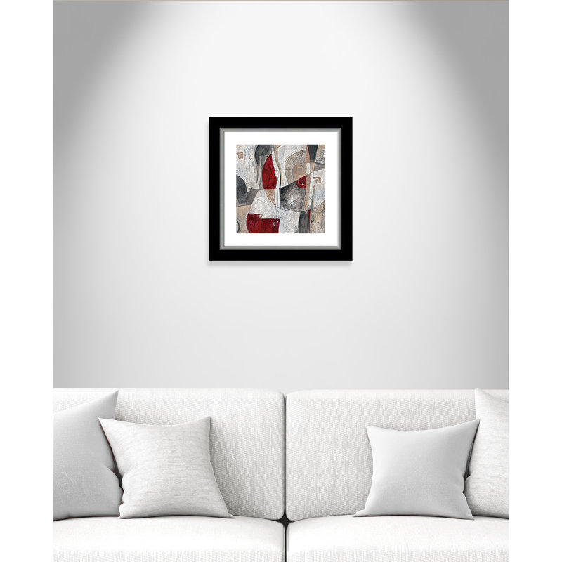 Carmit «Red Rock II», reproduction de peinture acrylique encadrée, Noir et argenté, H 19,25 po x l 19,25 po x P 1,13 po