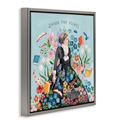 Louisa May Alcott Portrait  Framed Floater Canvas Wall Art by Heatherlee Chan