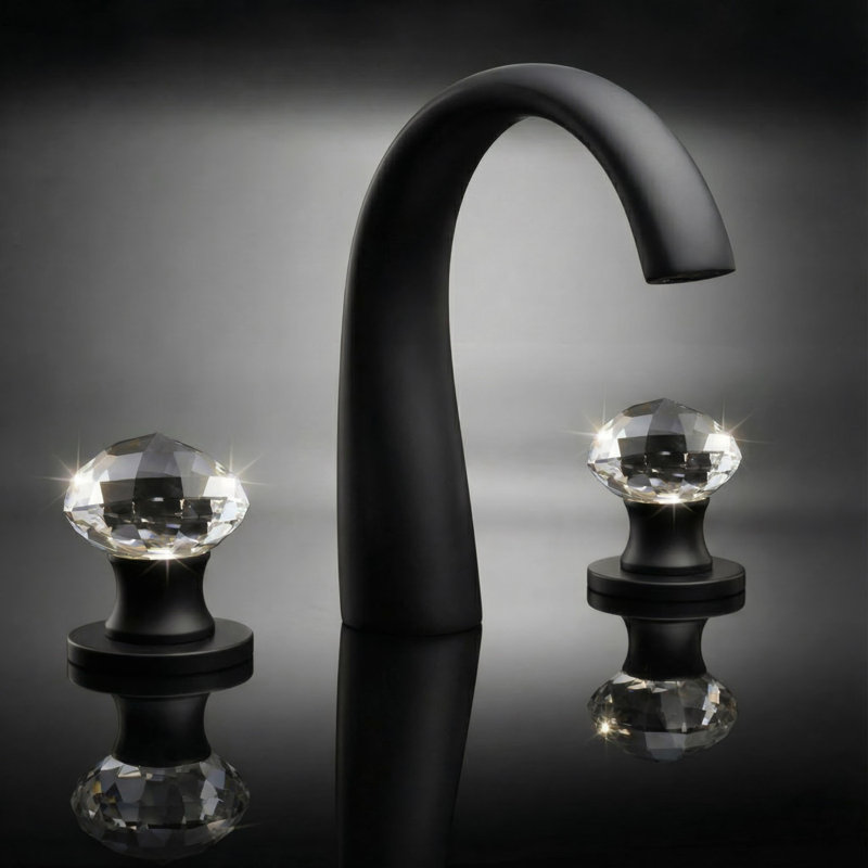 Rock Widespread Bathroom Faucet, Black