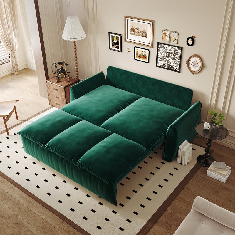 Canapé-lit convertible polyvalent avec coussins haut de gamme et design élégant, Vert
