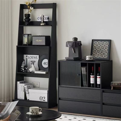 Étagère échelle moderne inclinée, bibliothèque à 5 niveaux en forme de A avec rangement intégré, étagère murale autoportante pour livres, plantes et décoration
