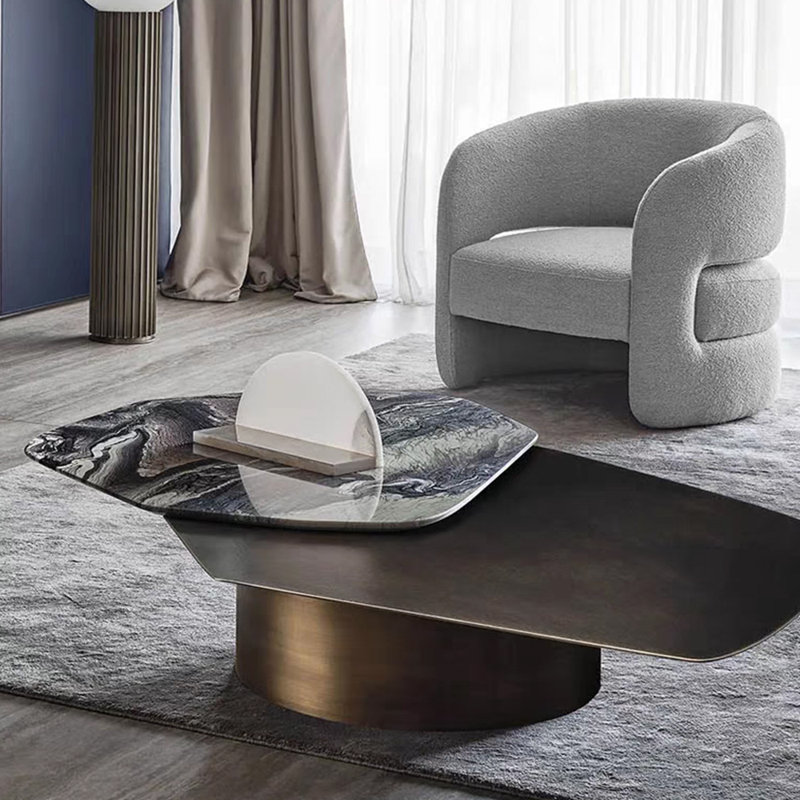 Creative light luxury marble coffee table, 16.53" H x 66.92" L x 40.55" W