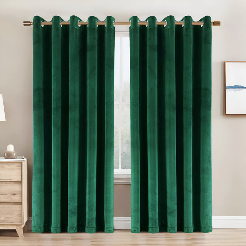 Crushed Velvet Eyelet Window Curtains, Green, 117cm Width x 137cm Drop