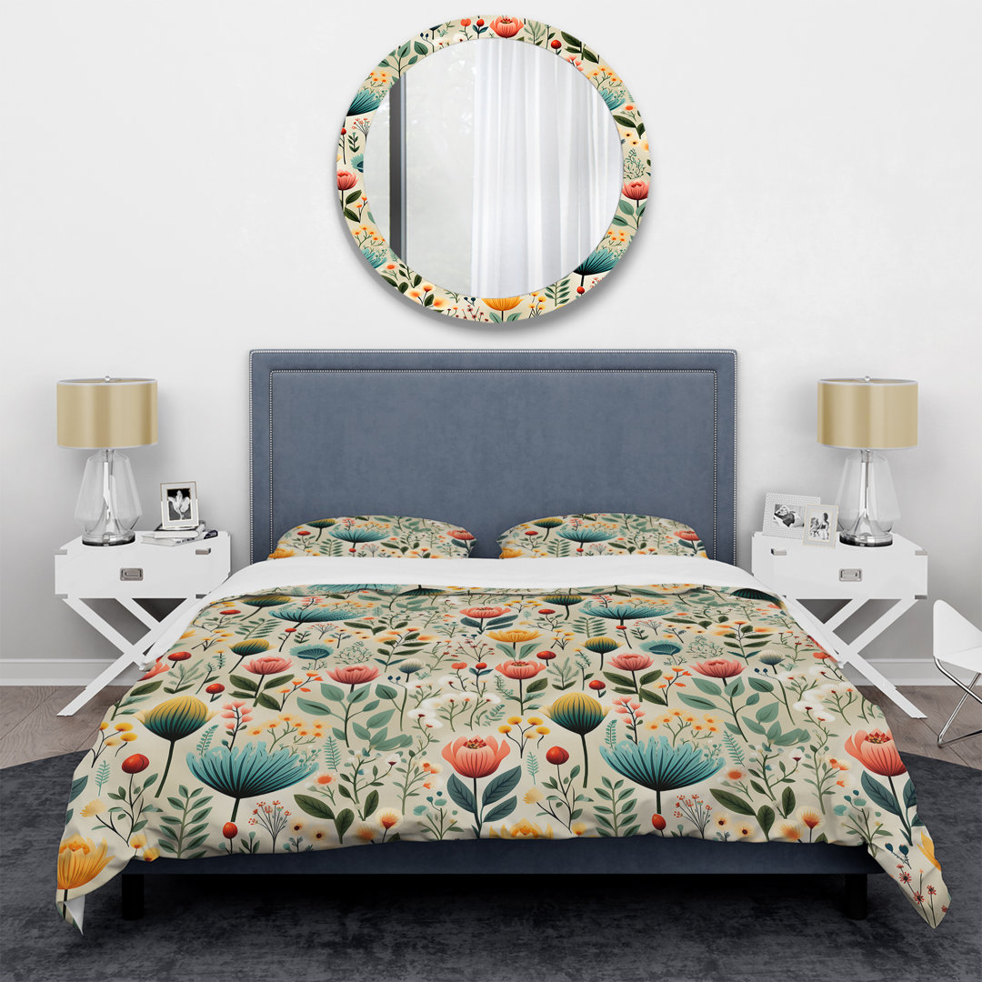 Simplicity In Scandinavian Flowers V Bedding Floral  Duvet Cover Set  Design Art 