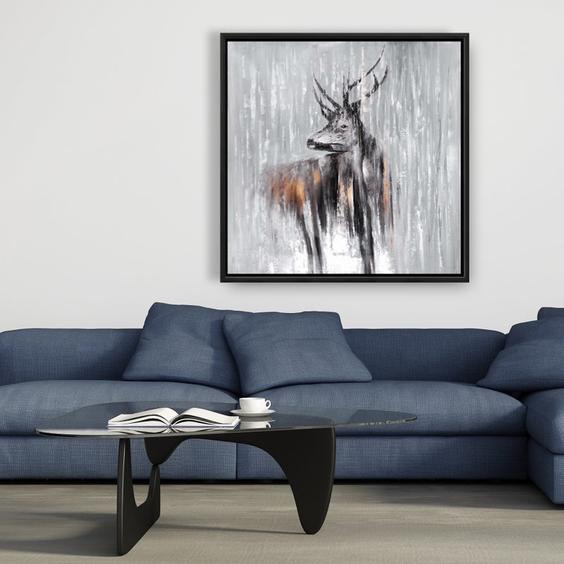 Cerf dans la forêt - Toile encadrée pour la décoration intérieure