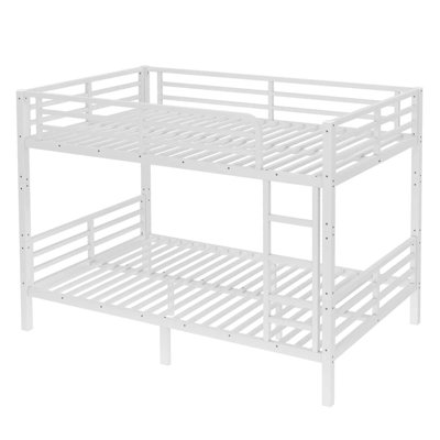 Metal Bunk Bed For Teens And Adults,Space-Saving, White