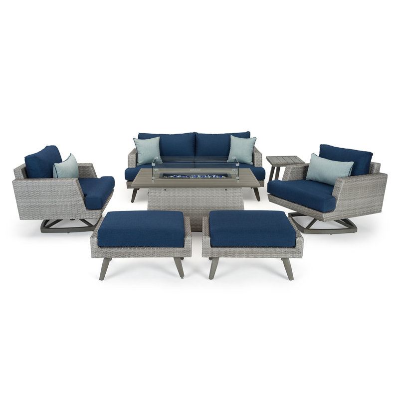 Ehrenfried Premium All-Weather Wicker 5 - Person Patio Conversation Set with Sunbrella® Cushions