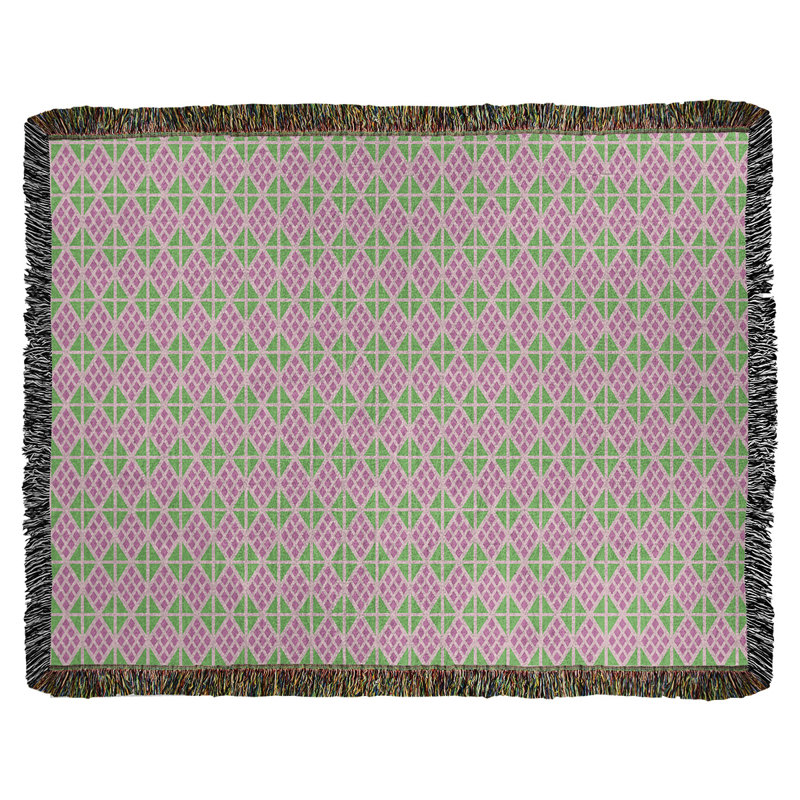 Couverture tissée Katelyn Elizabeth, l 37 po x L 52 po, Rose clair / Vert