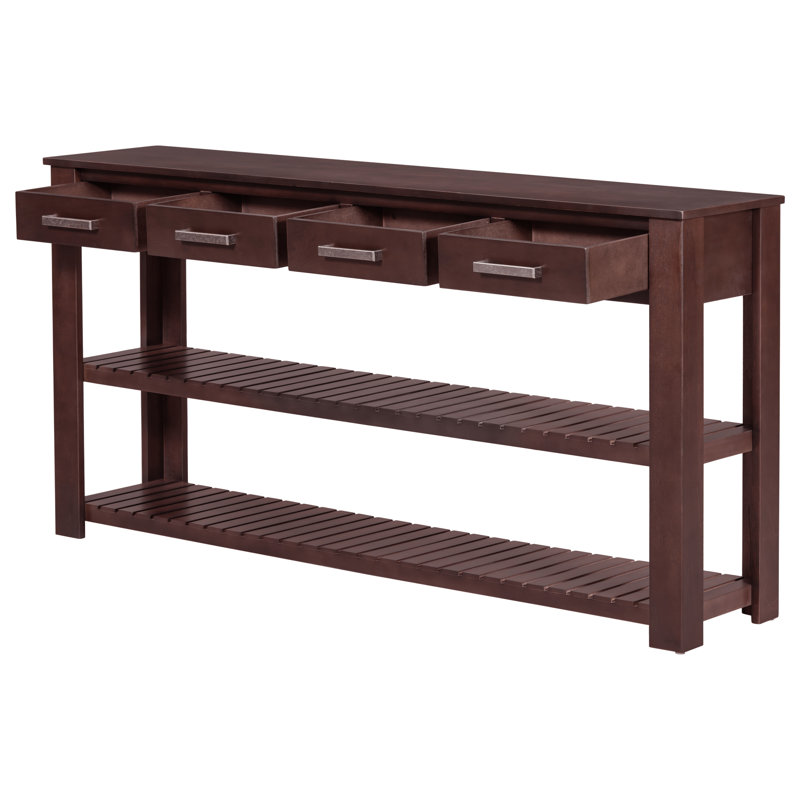 Élégante console d'entrée avec 4 tiroirs et 2 tablettes, parfaite pour organiser et décorer votre maison, Brun
