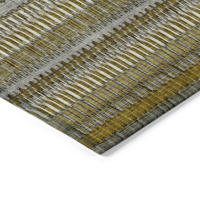 Tapis extérieur lavable rayé café et taupe 10 pi x 14 pi